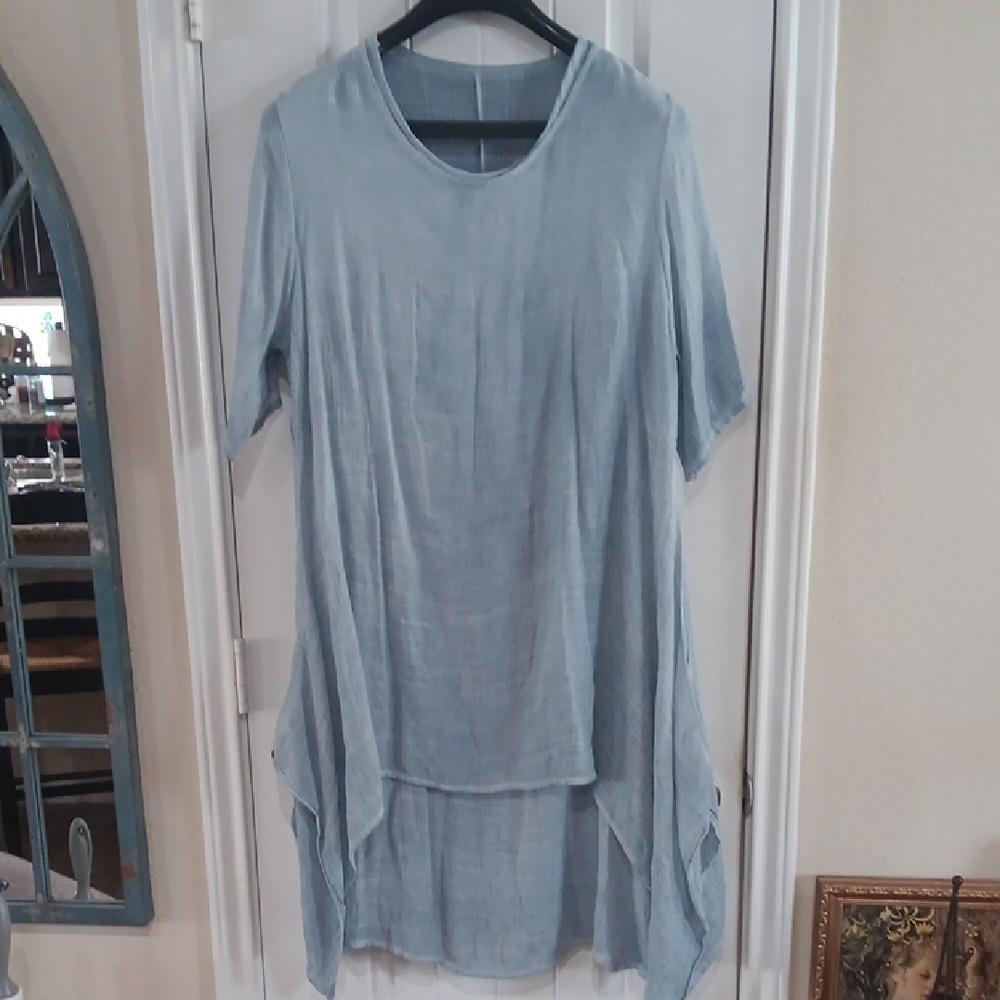 Source Unknown* Pale Blue Asymmetrical Women’s Dr… - image 1